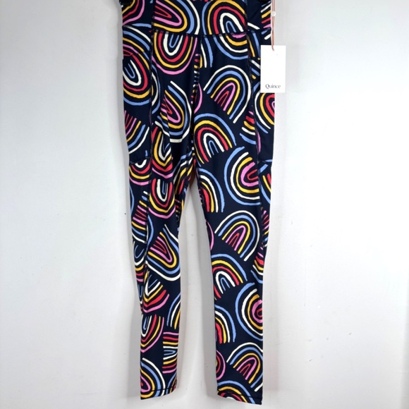 NWT Quince Girls Rainbow Leggings 12 Ultra-Form Active Pockets High Rise Dance - Picture 2 of 10